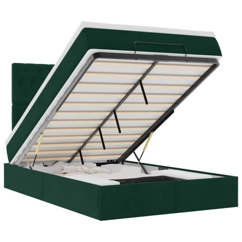 Османска легло с матраци и LED, тъмнозелено, 120x190 см, кадифе