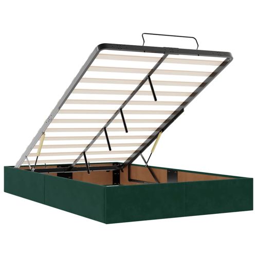 Османска легло с матраци и LED, тъмнозелено, 120x200 см, кадифе