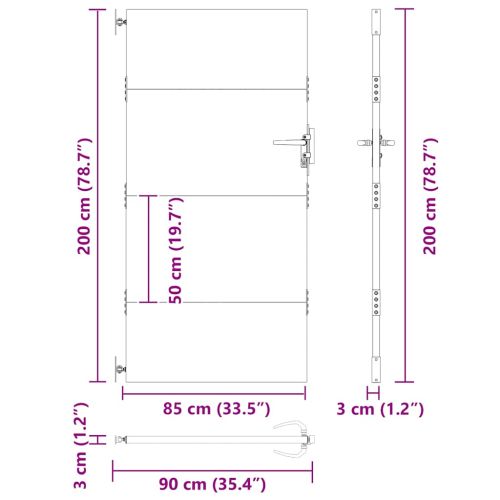 Градинска порта 85x200 см, кортенова стомана