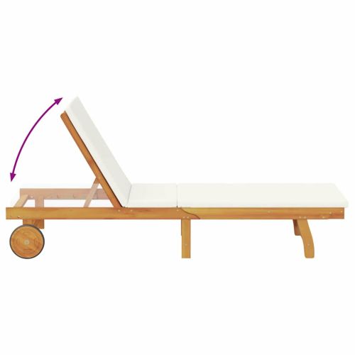 Шезлонг с възглавница Кремаво Бяло Солидно акациево дърво