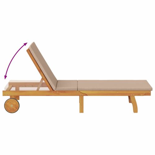 Шезлонг с възглавница Таупе Солидно акациево дърво