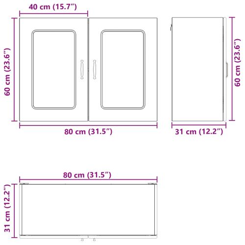 Кухненски шкаф със съхранение Kalmar Черния дъб 80 x 31 x 60 см
