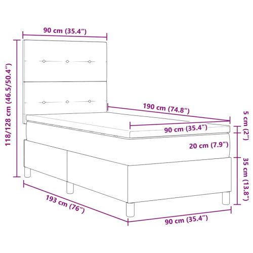 Легло с пружинирана основа с матрак Черно 90 x 190 cm текстил