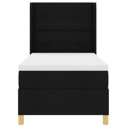 Легло с пружинирана основа с таблото Черно 90 x 190 cm текстил