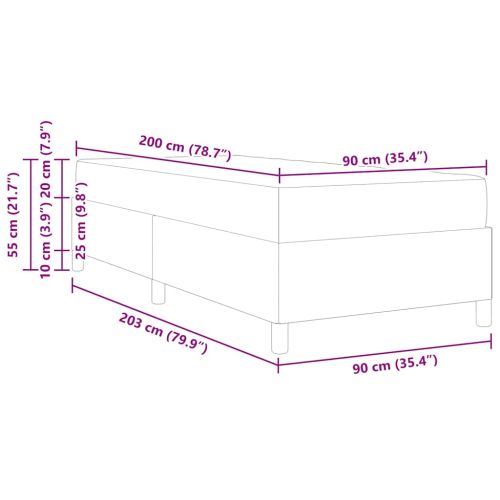 Рамка за легло с матрак Синьо 90 x 200 cm текстил