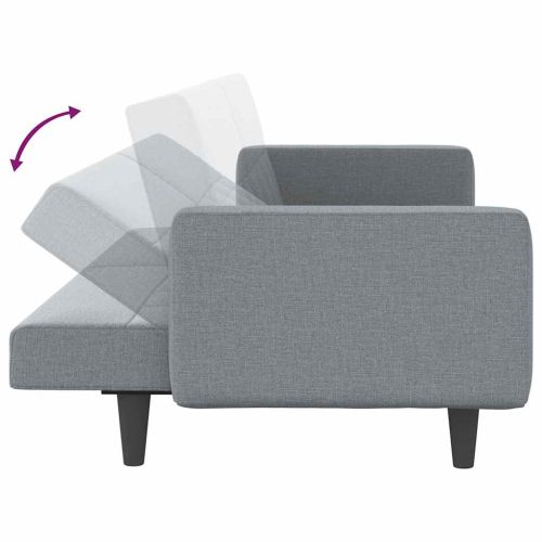 Разтегателен диван с възглавници, светлосив, плат