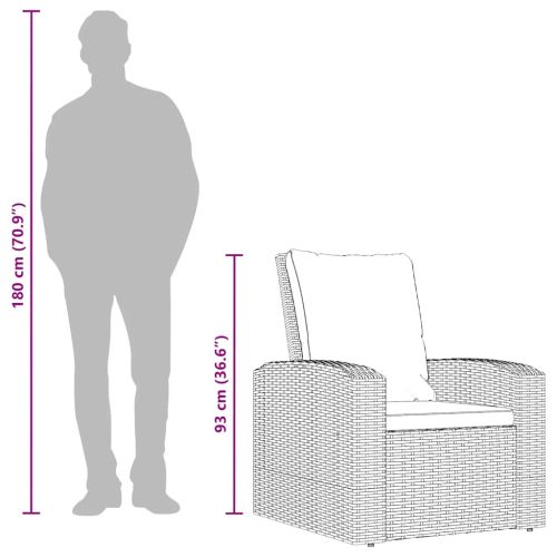 Градински накланящ се стол с възглавници черен полиратан