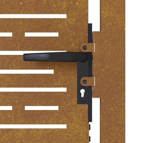 Градинска порта 100x175 см, кортенова стомана, квадратен дизайн