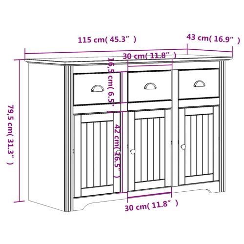 Висок шкаф BODO, бяло и кафяво, 115,5x43x200,5 см, бор масив
