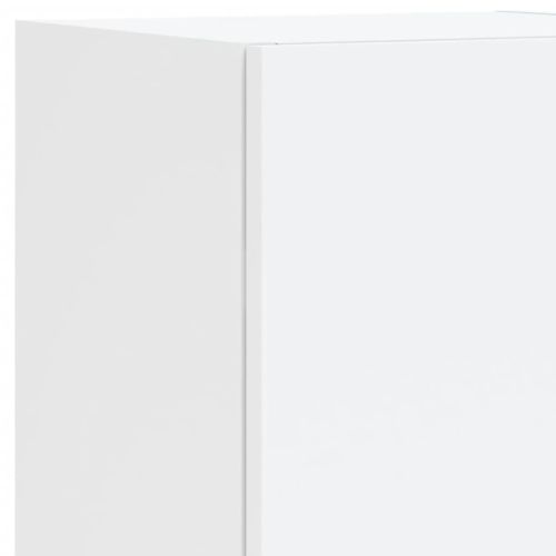 Комплект ТВ стенни шкафове, 7 части, с LED светлини, бели