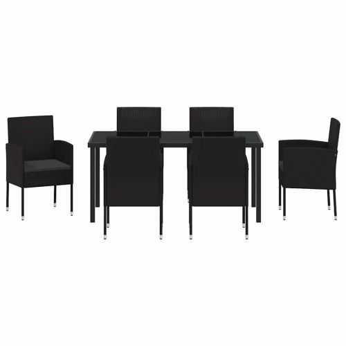 Комплект за хранене в градината 7 pcs Черно полиратан