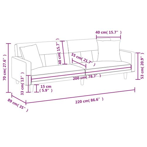 Разтегателен диван с възглавници, таупе, плат