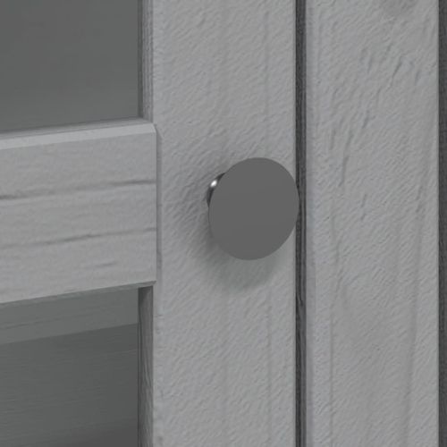 Шкаф със стъклени врати BODO, сив, бор масив