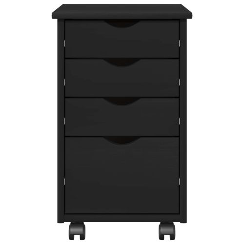 Плъзгащ кабинет с колело Черно 34 x 39 x 56 см Солиден бор