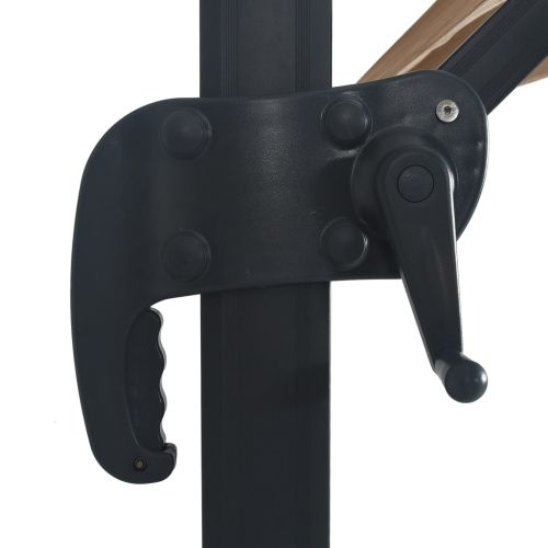 Конзолен градински чадър LED и алуминиев прът 400x300 см таупе