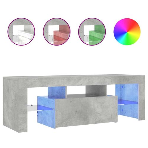 ТВ шкаф с LED осветление, бетонно сив, 120x35x40 см