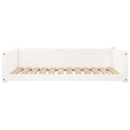 Кучешко легло, бяло, 105,5x75,5x28 см, борова дървесина масив