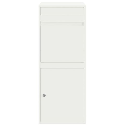 Пощенска кутия за пратки с врата Бяло 41 x 38 x 103 см Стомана