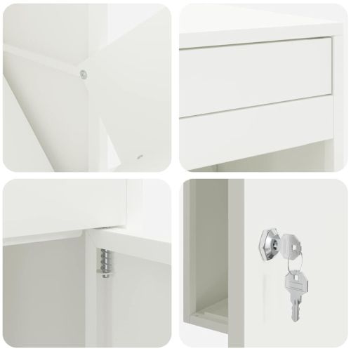 Пощенска кутия за пратки с врата Бяло 41 x 38 x 103 см Стомана