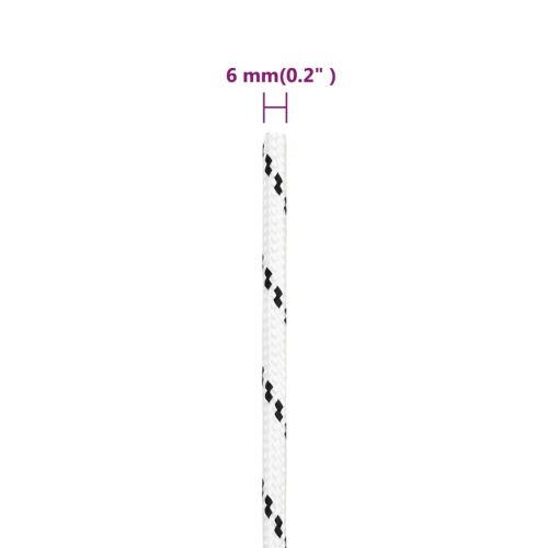 Плетено въже за лодка бяло 6 мм x 25 м полиестер