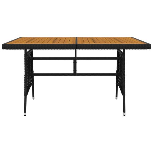 Градински трапезен комплект, 7 части, полиратан, черен