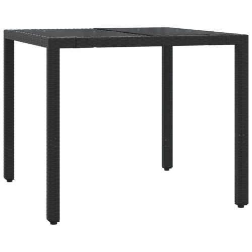 Градински комплект от 3 части с възглавници черни полиратан