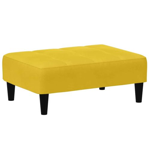 2-местно разтегателно канапе с табуретка, жълто, кадифе