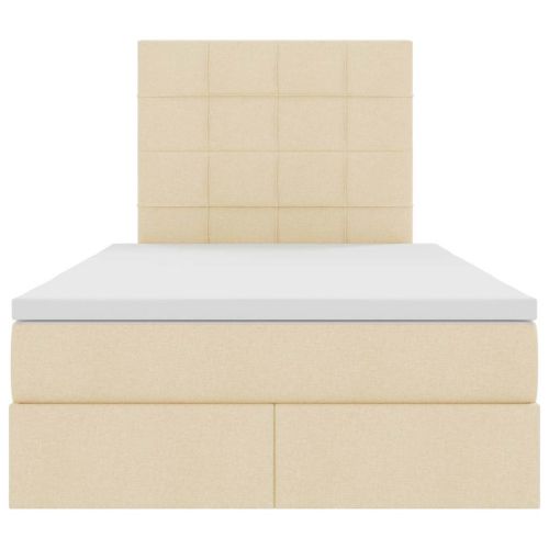 Легло с място за съхранение и LED Кремав 120 x 200 cm Полиестер