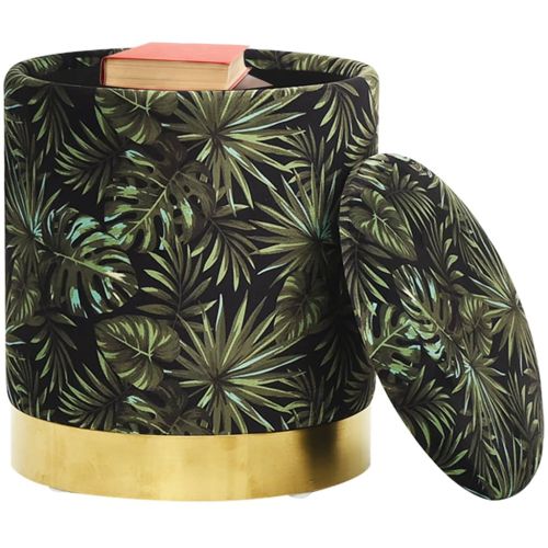 Кръгъл хокер за съхранение, многоцветен, текстил 31 x 37 cm