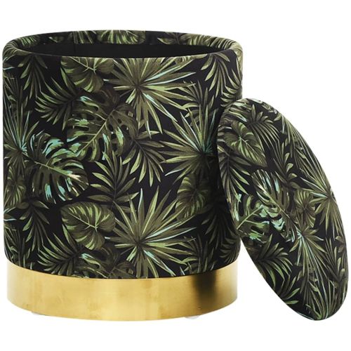 Кръгъл хокер за съхранение, многоцветен, текстил 31 x 37 cm