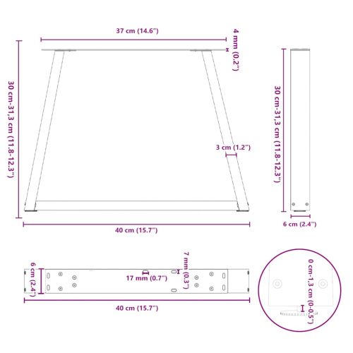 Крака за масичка за кафе, V-образна, 2 бр., антрацит, 40x(30-31,3) см, стомана