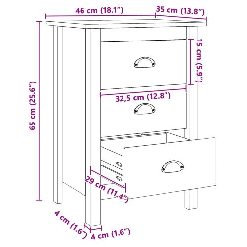 Нощен шкаф с чекмедже Меден кафяв 46 x 35 x 65 см Солиден бор