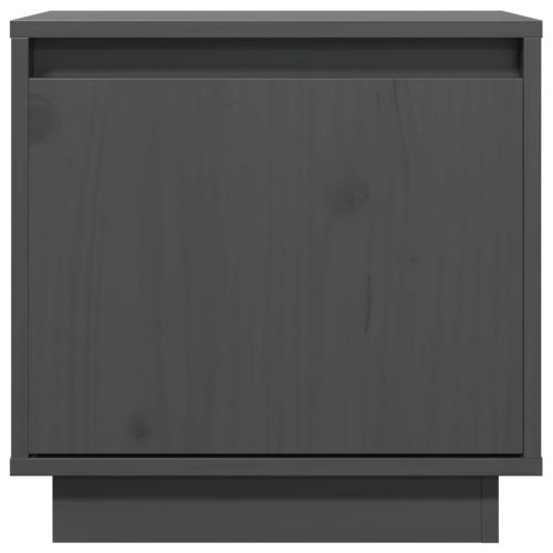 Нощно шкафче, сиво, 40x30x40 см, борово дърво масив