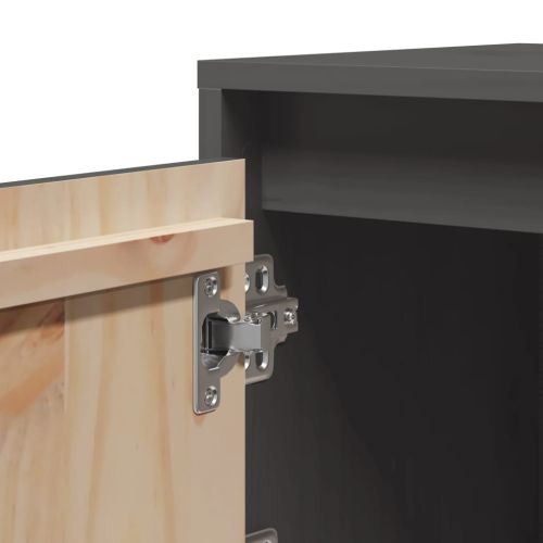 Нощно шкафче, сиво, 40x30x40 см, борово дърво масив