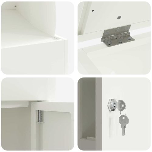 Пощенска кутия за пратки с врата Бяло 47.5 x 38 x 59 см Стомана