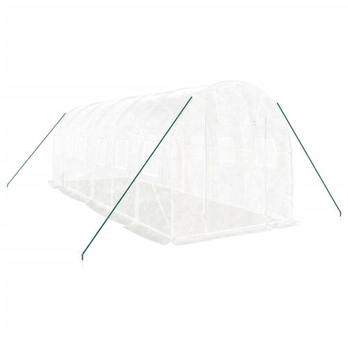 Оранжерия със стоманена рамка бяла 12 м² 6x2x2 м