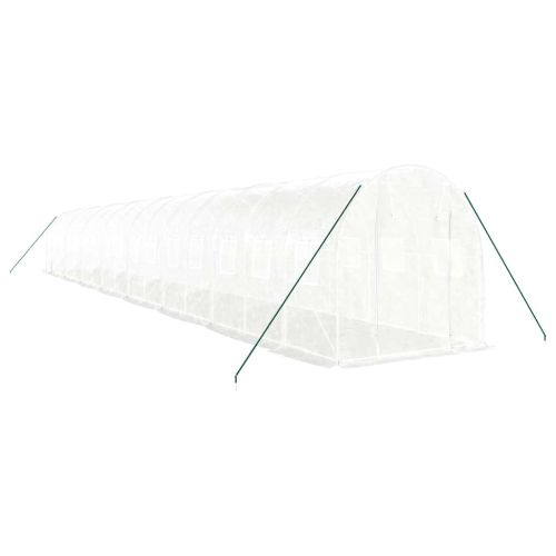 Оранжерия със стоманена рамка бяла 32 м² 16x2x2 м