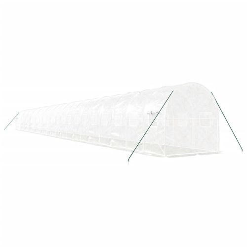 Оранжерия със стоманена рамка бяла 48 м² 24x2x2 м