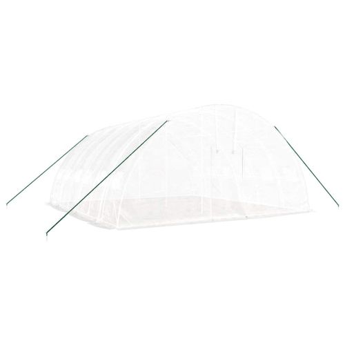 Оранжерия със стоманена рамка бяла 36 м² 6x6x2,85 м