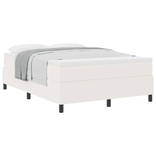 Легло с пружинирана основа Слонова кост и бяло 160 x 200 cm