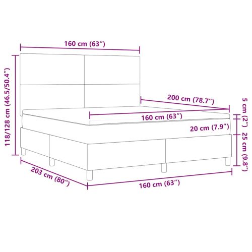 Легло с пружинирана основа Слонова кост и бяло 160 x 200 cm