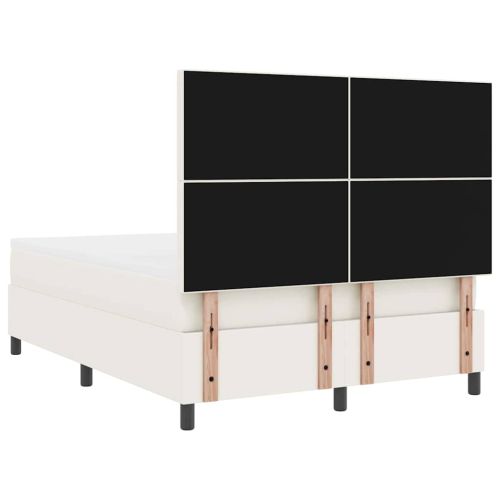 LED кутия за пружини с легло Слонова кост и бяло 160 x 200 cm