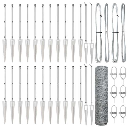 Стълб за ограда. Сребрист 50 x 0,5 м (50 мм мрежа) Стомана