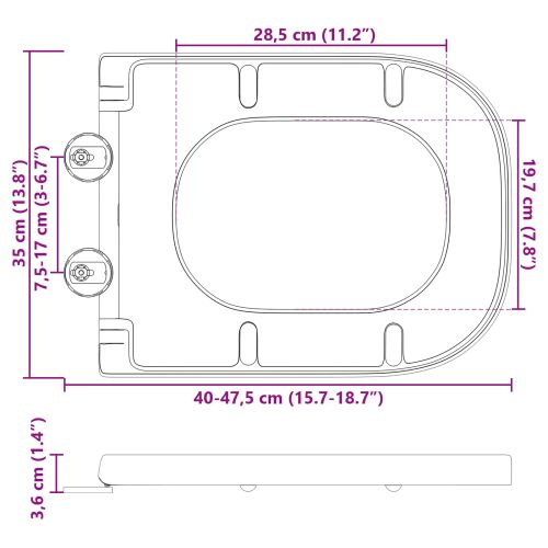Тоалетна седалка Антрацит 47,5 x 35 x 3,6 см Дуропласт