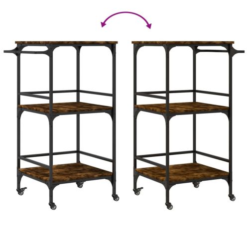 Кухненска количка, опушен дъб, 60,5x50x105 см, инженерно дърво