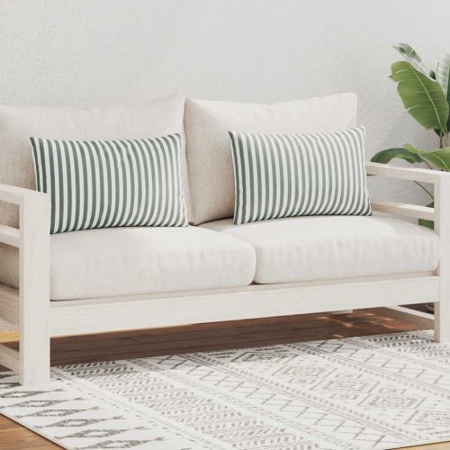 Градински възглавници, 2 бр, райета, 60x40 см, сиви