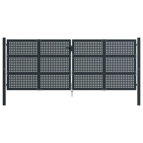 Градинска порта, антрацит, 400x125 см, стомана