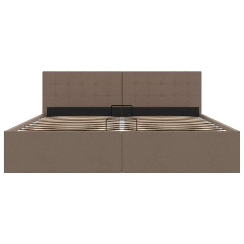 Легло с повдигащ механизъм, таупе, текстил, 180x200 см