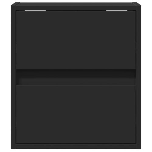 Нощно шкафче за стена с LED светлини, черно