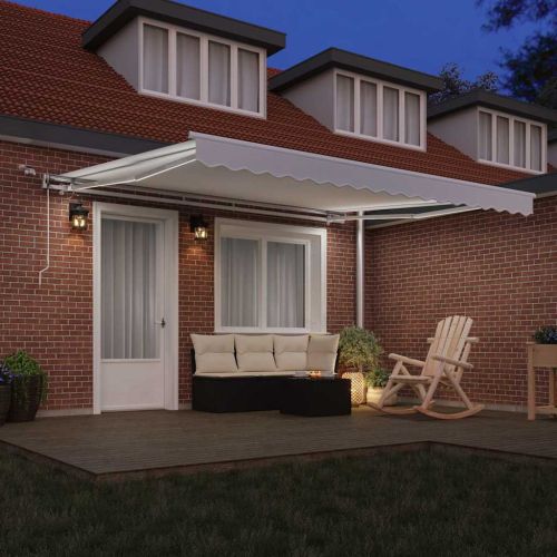 Сгъваем навес Бяло 400 × 350 cm Полиестер и метал